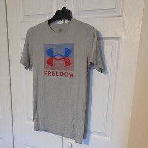Under Armour Men's Gray Freedom Tee with Red and Blue Graphic